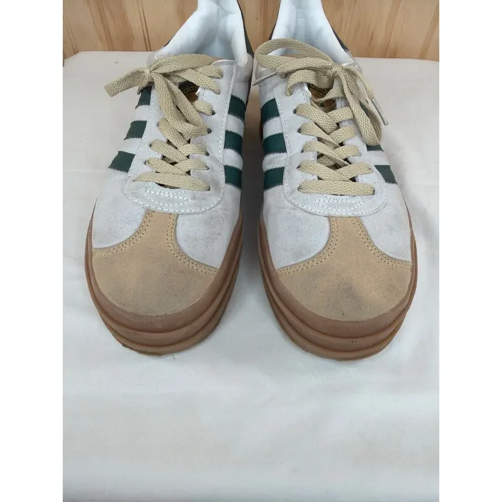 Adidas Gazelle Bold Platform Sneakers Cream Tan Green Women 8.5 Streetwear Retro